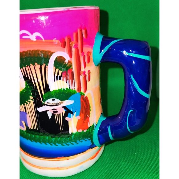 Hand-Painted Ceramic Mug Vibrant Aztec Design Coffee Tea - Picture 8 of 11
